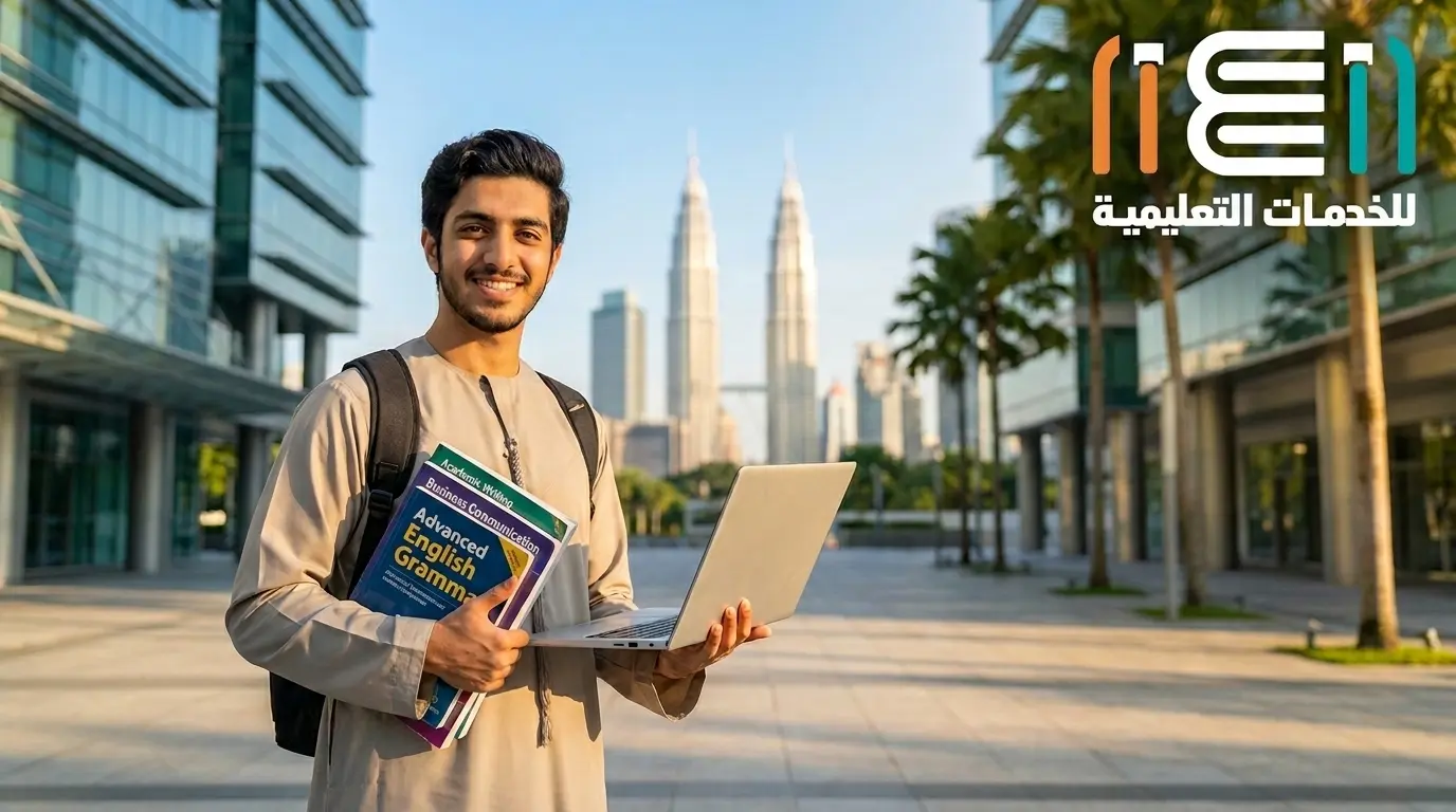 طالب عربي يدرس اللغة الإنجليزية في معاهد ماليزيا المعتمدة